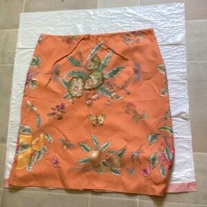 J. McLaughlin Orange Floral A-Line Skirt